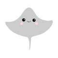 Stingray Cramp fish icon. Cute cartoon character. Baby educational card. Smiling sea ocean wild animal. Flat design. White backgro