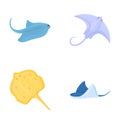 Stingray icons set cartoon vector. Cartoon tropical marine stingray fish Royalty Free Stock Photo