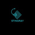 Stingray lines logo. Diving club emblem. Linear stylized stingray symbol.