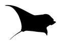 Stingray or manta ray symbol. Devil fish silhouette illustration isolated on white background. Devil fish .