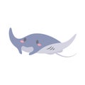 Stingray vector. cute animal face design for kids