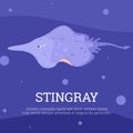 Stingray. Vector illustration of manta fish swimming in the sea.