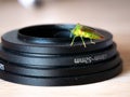 Stink bug on lens adapter ring Royalty Free Stock Photo