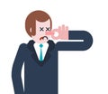 Stink Man Close nose. Guy and Bad smell. Vector illustration