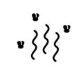 Stink or stench silhouette icon. Bad smell with flying flies. Black simple illustration of spoiled food, moldy stuff. Flat