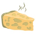 Stinky blue cheese wedge. Cheese with mold. Smelly food vector illustration