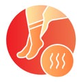 Stinky feet flat icon. Foot with bad odor color icons in trendy flat style. Smelly socks gradient style design, designed