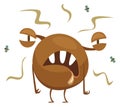 Stinky monster. Nasty brown microbe. Cartoon character
