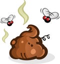 Stinky Poop Pile with Flies Cartoon Royalty Free Stock Photo