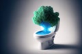 Stinky Situation: A Green Cloud of Bad Smells Coming Out of a Toilet. Generative Ai Royalty Free Stock Photo