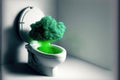 Stinky Situation: A Green Cloud of Bad Smells Coming Out of a Toilet. Generative Ai Royalty Free Stock Photo