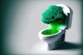 Stinky Situation: A Green Cloud of Bad Smells Coming Out of a Toilet. Generative Ai Royalty Free Stock Photo