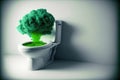 Stinky Situation: A Green Cloud of Bad Smells Coming Out of a Toilet. Generative Ai Royalty Free Stock Photo