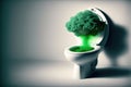 Stinky Situation: A Green Cloud of Bad Smells Coming Out of a Toilet. Generative Ai Royalty Free Stock Photo