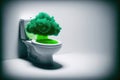 Stinky Situation: A Green Cloud of Bad Smells Coming Out of a Toilet. Generative Ai Royalty Free Stock Photo