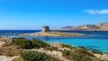 Stintino, Sardinia, Italy. Aragonese Torre della Pelosa tower, landmark of Stintino. Royalty Free Stock Photo