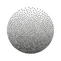 Stipple halftone gradient circle. Vector monochrome texture. Hand drawn dotted grayscale effect Royalty Free Stock Photo