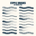 Stipple scatter brush, ink drawing and texturing. Fading gradient. Stippling, dotwork drawing, shading using dots