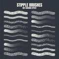 Stipple scatter brush, ink drawing and texturing. Fading gradient. Stippling, dotwork drawing, shading using dots