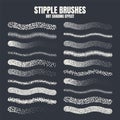 Stipple scatter brush, ink drawing and texturing. Fading gradient. Stippling, dotwork drawing, shading using dots