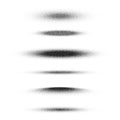 Stipple shadows set, dotted design elements. Fading gradient. Stippling, dotwork drawing, shading using dots. Pixel