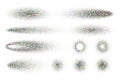 Stipple shadows set, dotted design elements. Fading gradient. Stippling, dotwork drawing, shading using dots. Pixel
