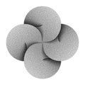 Stippled Bowen cross symbol made of four combined disks. Vector illustration