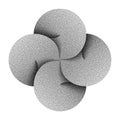 Stippled Bowen cross symbol made of four combined disks. Vector illustration