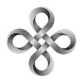 Stippled Bowen cross symbol made of mobius strip. Vector textured illustration