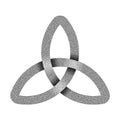 Stippled knot Triquetra made of intersected strip. Vector textured illustration