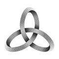 Stippled knot Triquetra made of mobius strip. Vector textured illustration