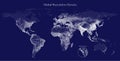 Stippled vector map of global population density