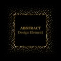 Stippling abstract dotted frame for your design. Sparkling effect vector. Golden dots bound the black background. Vector abstract Royalty Free Stock Photo