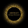 Stippling abstract dotted frame for your design. Sparkling effect vector. Golden dots bound the black background. Vector abstract