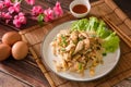 Stir fired rice noodle with chicken Royalty Free Stock Photo