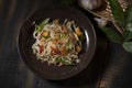 Stir Fried Bean Sprouts with Salted Fish or Toge Tumis Ikan Asin Royalty Free Stock Photo