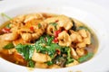 Stir fried chicken with basil