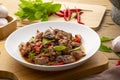 Stir-fried Chicken Giblets(livers, heart and gizzards) with Chillies and basil