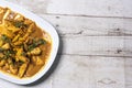 Stir-fried chicken with soft fried rice. Flip the curry in the south of Asia. thailand street food with a spicy, aromatic, Royalty Free Stock Photo