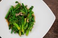Stir-fried chinese broccoli in oyster sauce Royalty Free Stock Photo