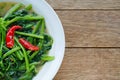 Stir-fried chinese morning glory Royalty Free Stock Photo