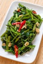 Stir-Fried Chinese Morning Glory or Water Spinach Royalty Free Stock Photo