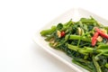 Stir-Fried Chinese Morning Glory or Water Spinach Royalty Free Stock Photo