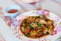 Stir fried clams with roasted chili paste on table,Thai food Royalty Free Stock Photo