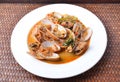 Stir fried clams with roasted chili paste, Thai food Royalty Free Stock Photo