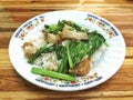stir-fried crispy pork and Chinese kale Royalty Free Stock Photo