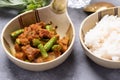 Stir Fried Crispy Pork Curry with Long Beans on Thai Food Royalty Free Stock Photo