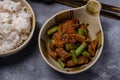 Stir Fried Crispy Pork Curry with Long Beans on Thai Food Royalty Free Stock Photo