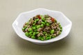 Stir fried edamame and snow vegetables, chinese cuisine