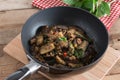 Stir fried eggplant with minced pork and basil. Royalty Free Stock Photo